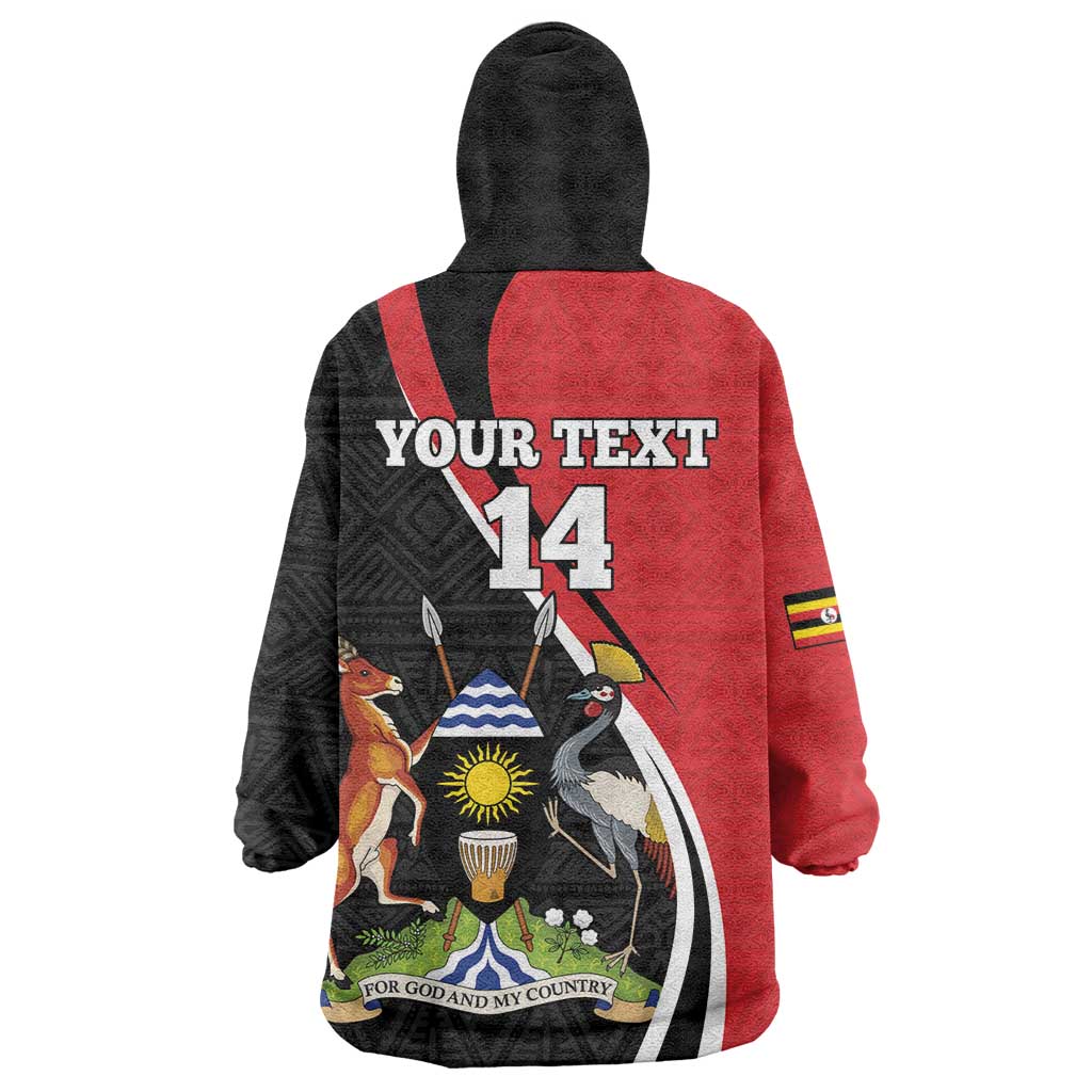 Uganda Rugby Custom Wearable Blanket Hoodie Go Cranes - African Pattern - Wonder Print Shop