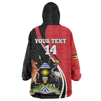 Uganda Rugby Custom Wearable Blanket Hoodie Go Cranes - African Pattern - Wonder Print Shop