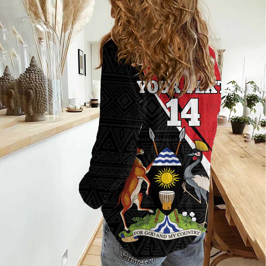 Uganda Rugby Custom Women Casual Shirt Go Cranes - African Pattern - Wonder Print Shop