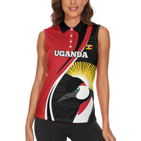 Uganda Rugby Custom Women Sleeveless Polo Shirt Go Cranes - African Pattern - Wonder Print Shop