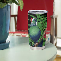 New Zealand Tui Bird Christmas Tumbler Cup Maori Fern Mix Pohotukawa - Wonder Print Shop