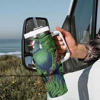 New Zealand Tui Bird Christmas Tumbler With Handle Maori Fern Mix Pohotukawa - Wonder Print Shop