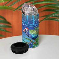 New Zealand Takahe Christmas 4 in 1 Can Cooler Tumbler Maori Fern Mix Pohotukawa - Wonder Print Shop