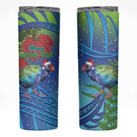 New Zealand Takahe Christmas Skinny Tumbler Maori Fern Mix Pohotukawa - Wonder Print Shop