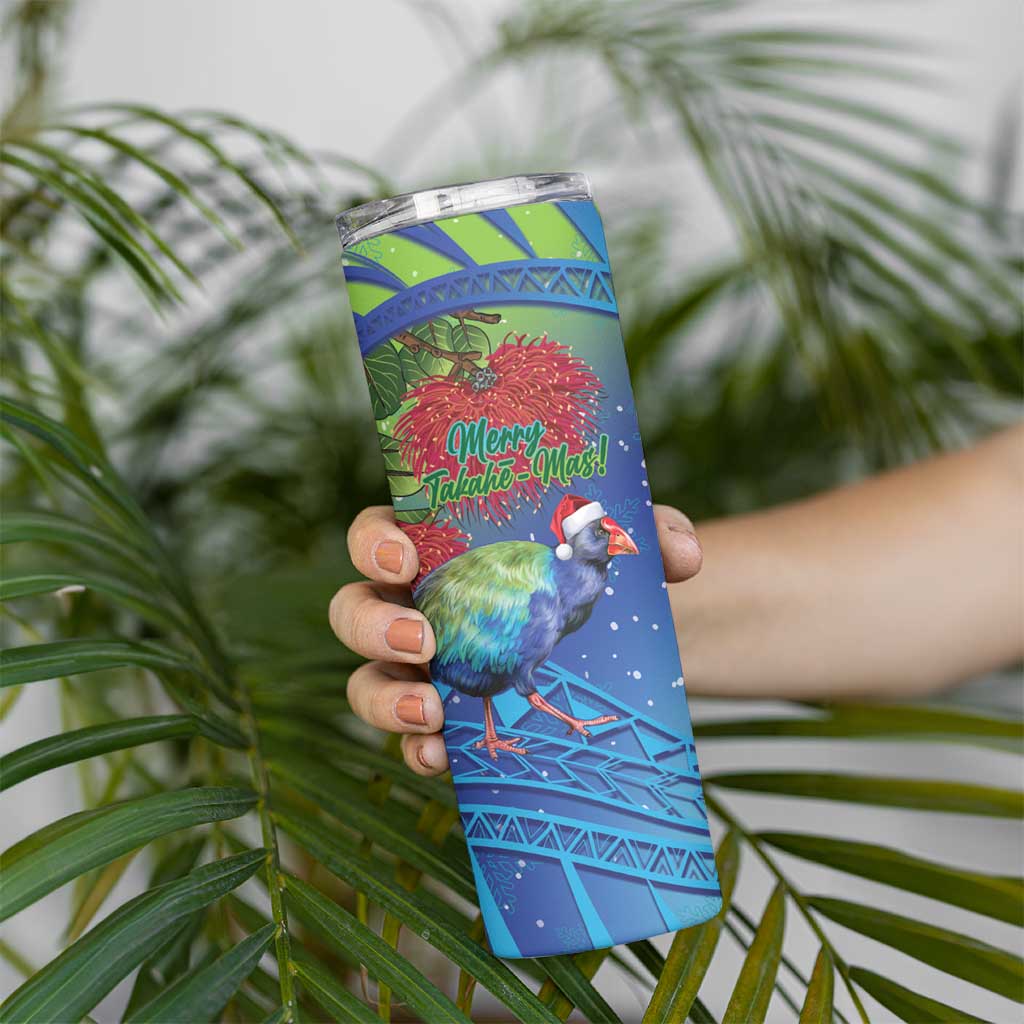 New Zealand Takahe Christmas Skinny Tumbler Maori Fern Mix Pohotukawa - Wonder Print Shop