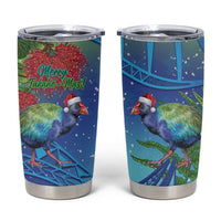 New Zealand Takahe Christmas Tumbler Cup Maori Fern Mix Pohotukawa - Wonder Print Shop