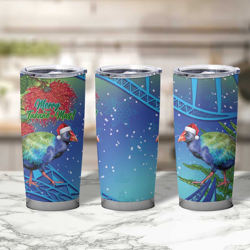 New Zealand Takahe Christmas Tumbler Cup Maori Fern Mix Pohotukawa - Wonder Print Shop