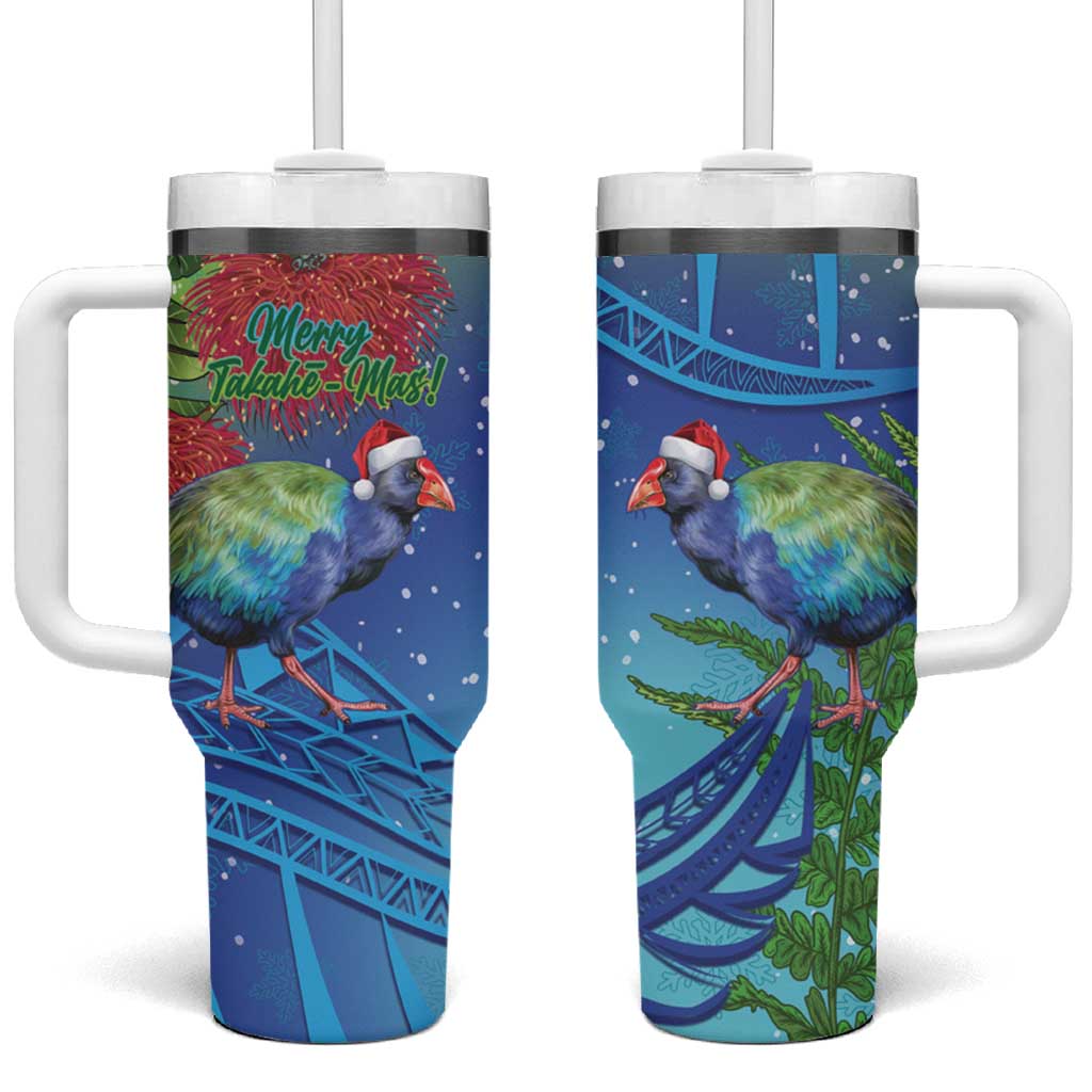 New Zealand Takahe Christmas Tumbler With Handle Maori Fern Mix Pohotukawa - Wonder Print Shop