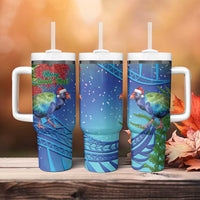 New Zealand Takahe Christmas Tumbler With Handle Maori Fern Mix Pohotukawa - Wonder Print Shop