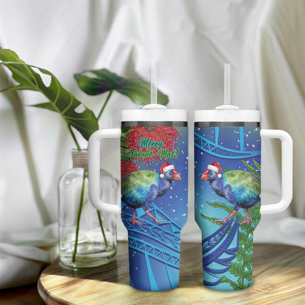 New Zealand Takahe Christmas Tumbler With Handle Maori Fern Mix Pohotukawa - Wonder Print Shop