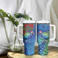 New Zealand Takahe Christmas Tumbler With Handle Maori Fern Mix Pohotukawa - Wonder Print Shop