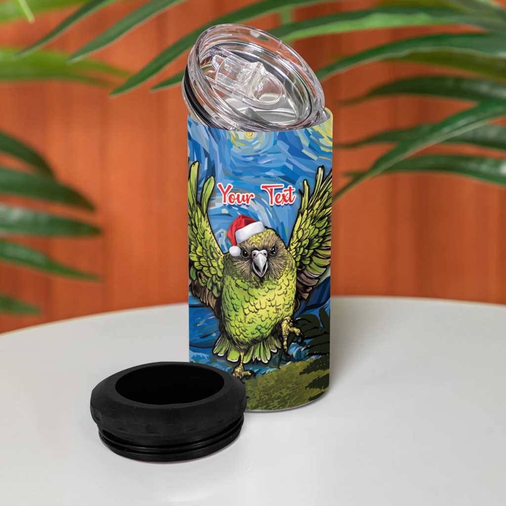 Personalised Jumping Kakapo Christmas 4 in 1 Can Cooler Tumbler New Zealand Fern - Starry Night Style - Wonder Print Shop