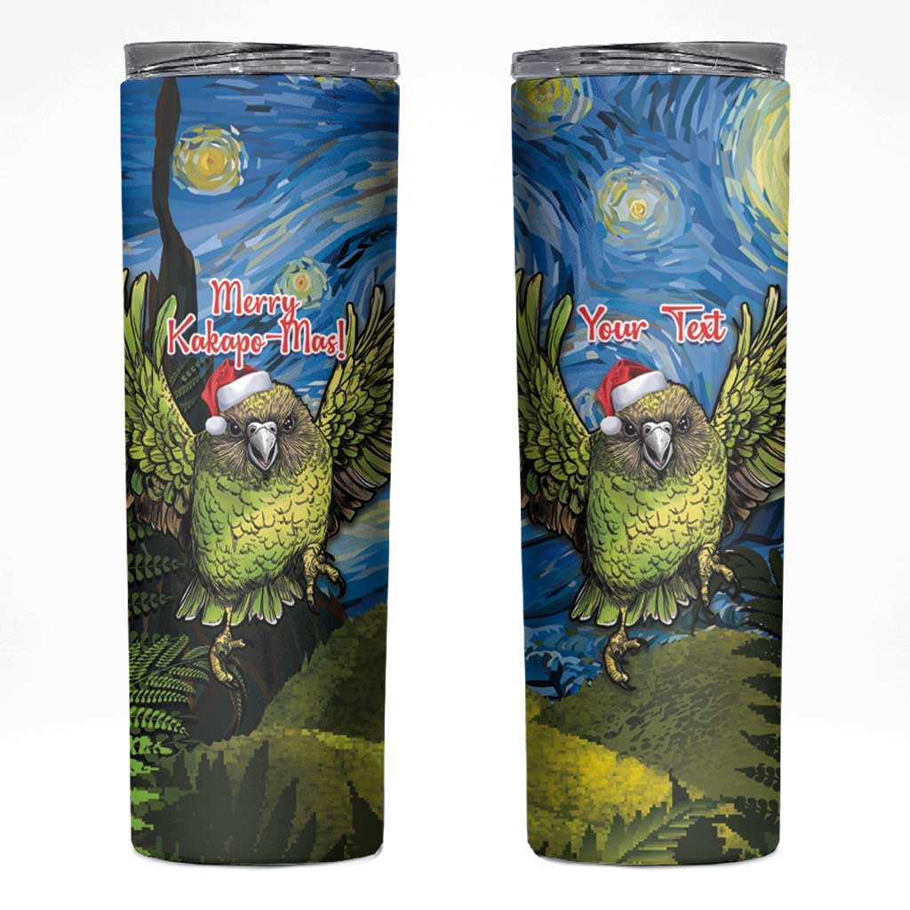 Personalised Jumping Kakapo Christmas Skinny Tumbler New Zealand Fern - Starry Night Style - Wonder Print Shop