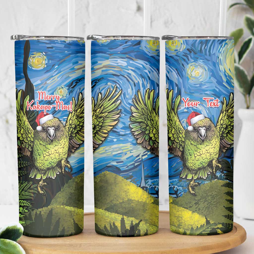 Personalised Jumping Kakapo Christmas Skinny Tumbler New Zealand Fern - Starry Night Style - Wonder Print Shop
