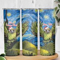 Personalised Jumping Kakapo Christmas Skinny Tumbler New Zealand Fern - Starry Night Style - Wonder Print Shop