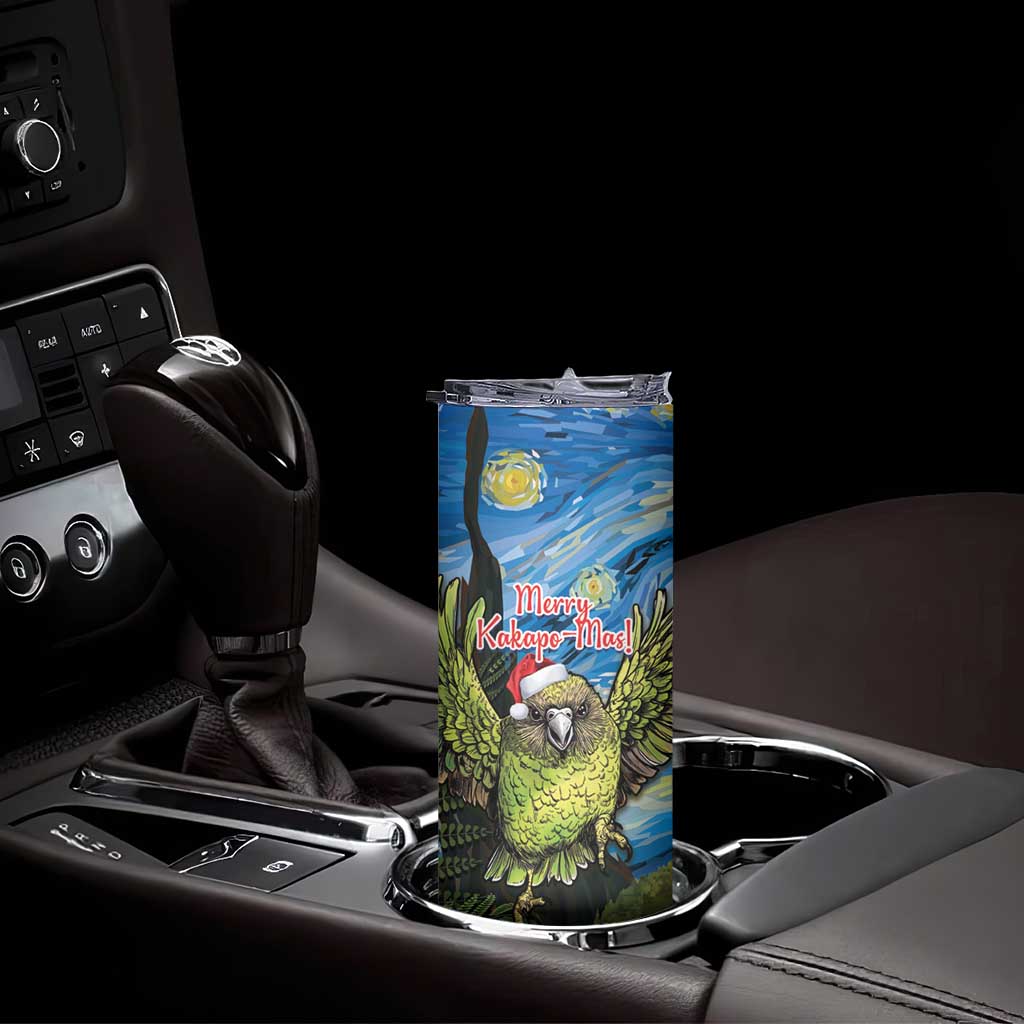 Personalised Jumping Kakapo Christmas Skinny Tumbler New Zealand Fern - Starry Night Style - Wonder Print Shop