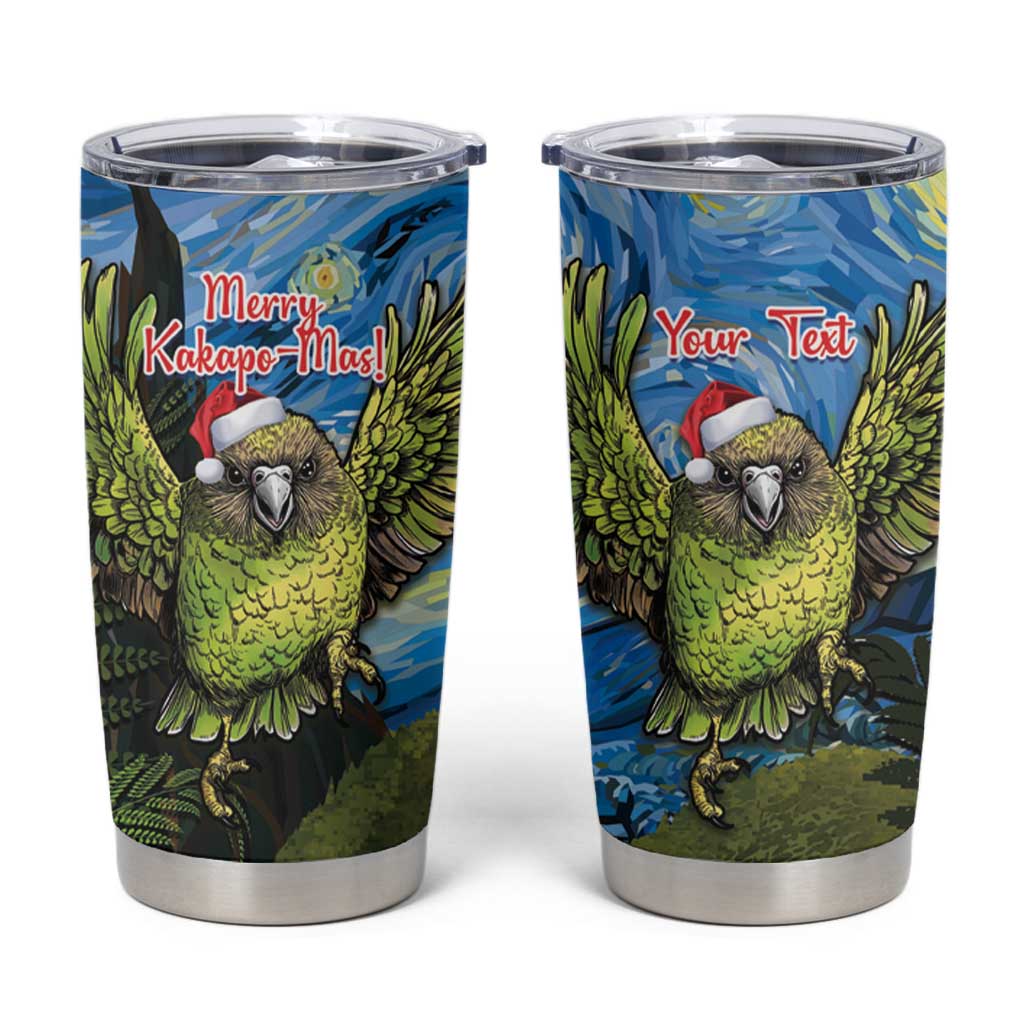 Personalised Jumping Kakapo Christmas Tumbler Cup New Zealand Fern - Starry Night Style - Wonder Print Shop