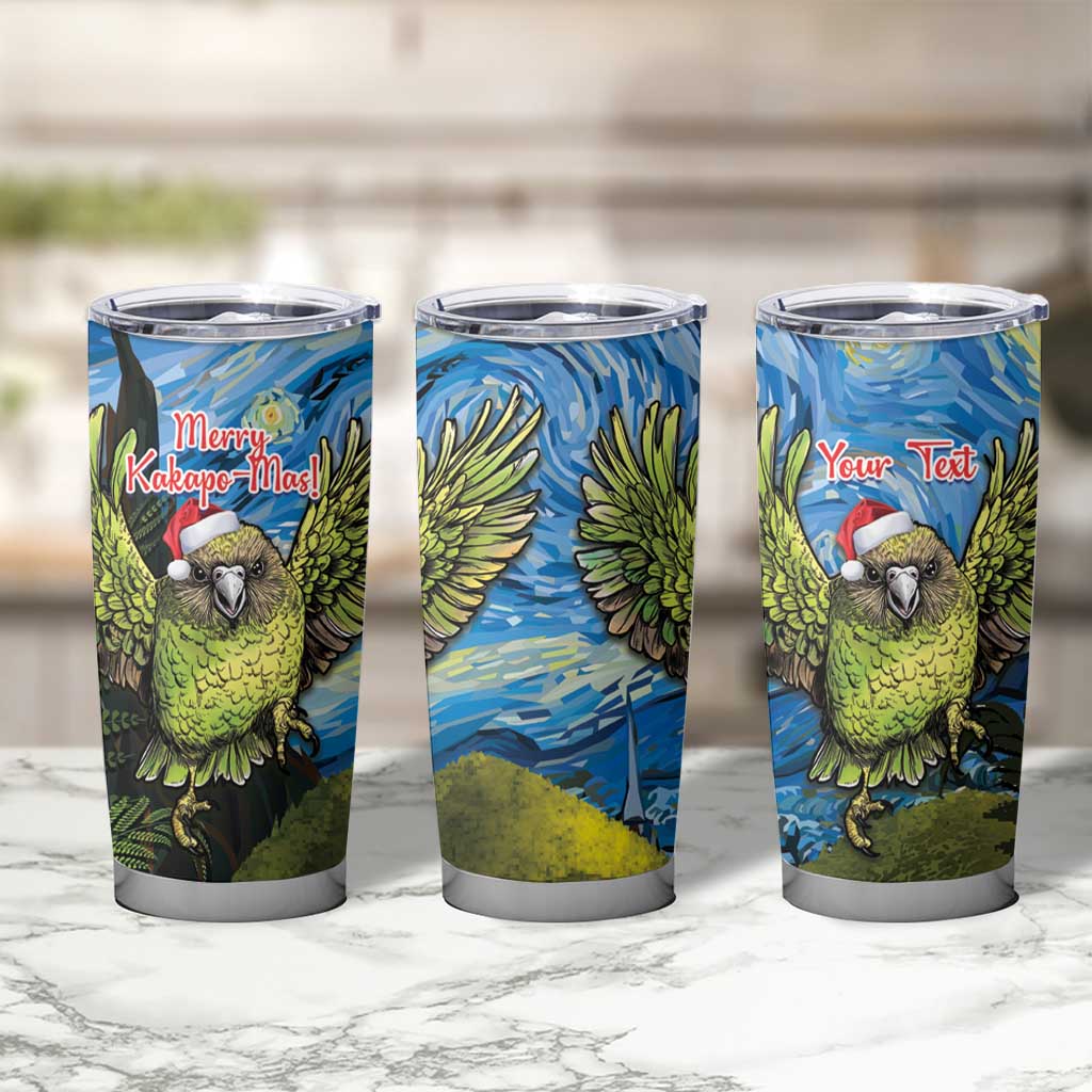 Personalised Jumping Kakapo Christmas Tumbler Cup New Zealand Fern - Starry Night Style - Wonder Print Shop
