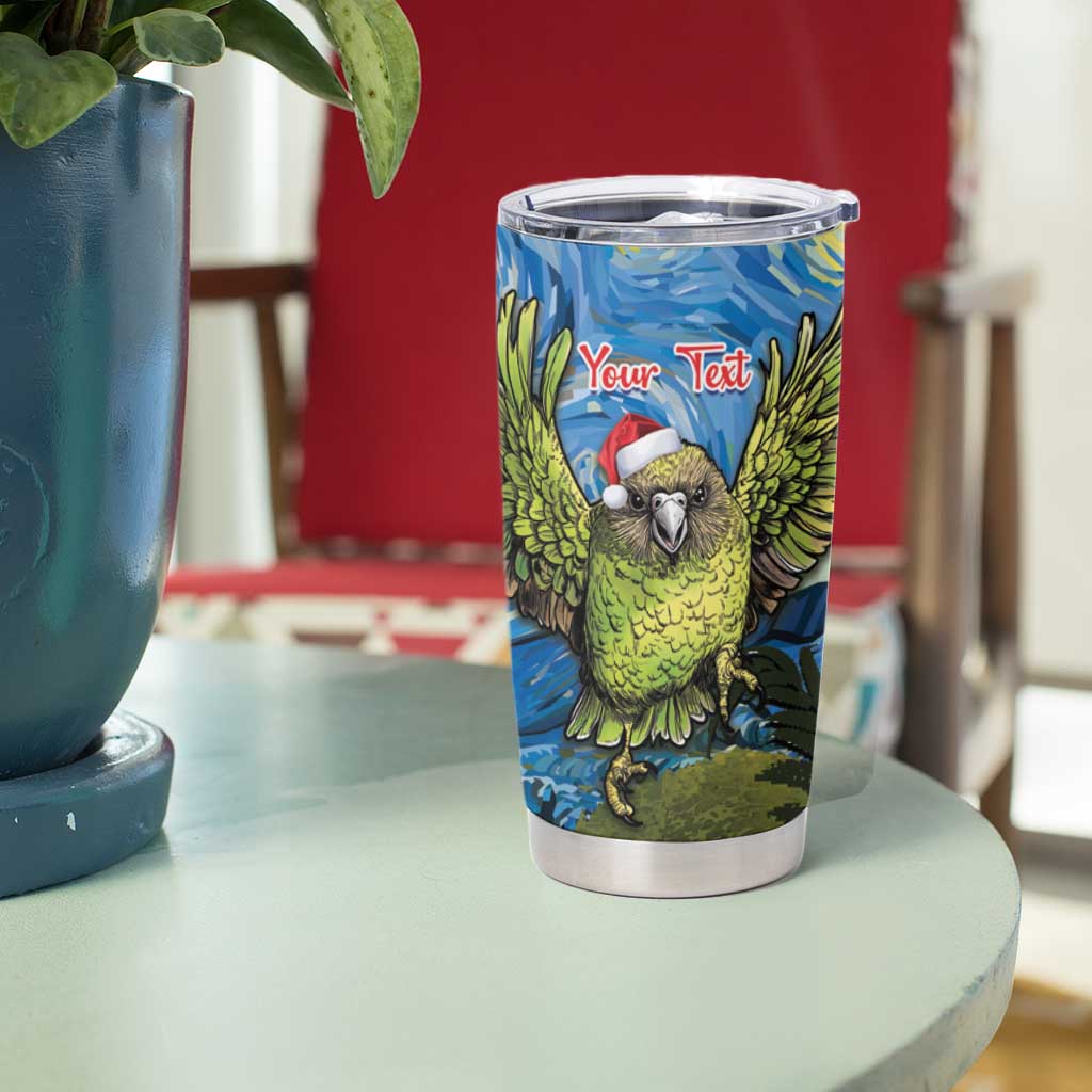 Personalised Jumping Kakapo Christmas Tumbler Cup New Zealand Fern - Starry Night Style - Wonder Print Shop