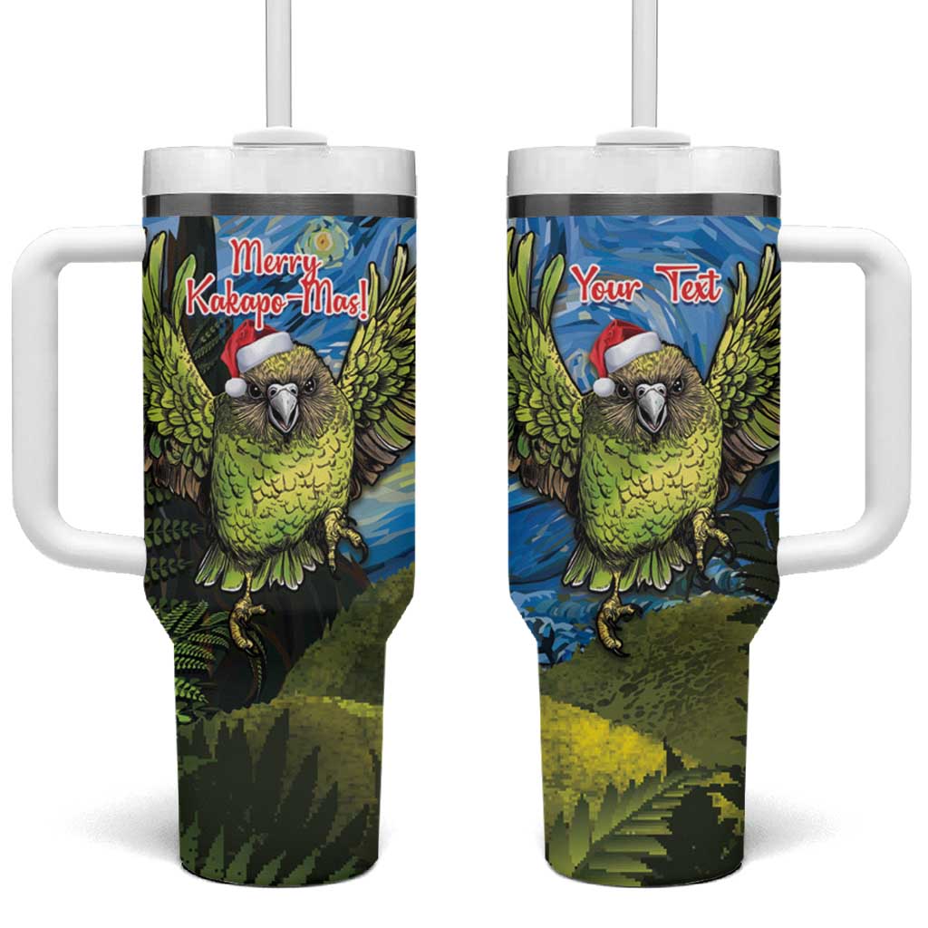 Personalised Jumping Kakapo Christmas Tumbler With Handle New Zealand Fern - Starry Night Style - Wonder Print Shop