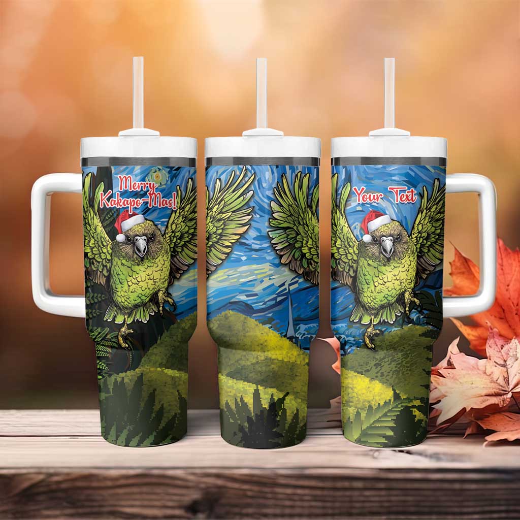 Personalised Jumping Kakapo Christmas Tumbler With Handle New Zealand Fern - Starry Night Style - Wonder Print Shop
