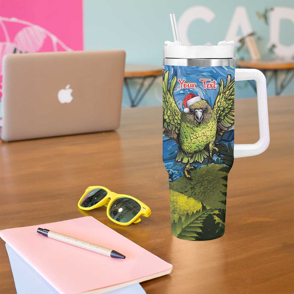 Personalised Jumping Kakapo Christmas Tumbler With Handle New Zealand Fern - Starry Night Style - Wonder Print Shop