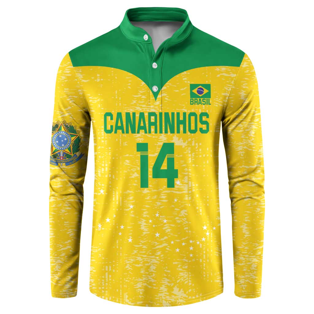 Custom Brasil Volleyball Button Sweatshirt Vai Canarinhos!