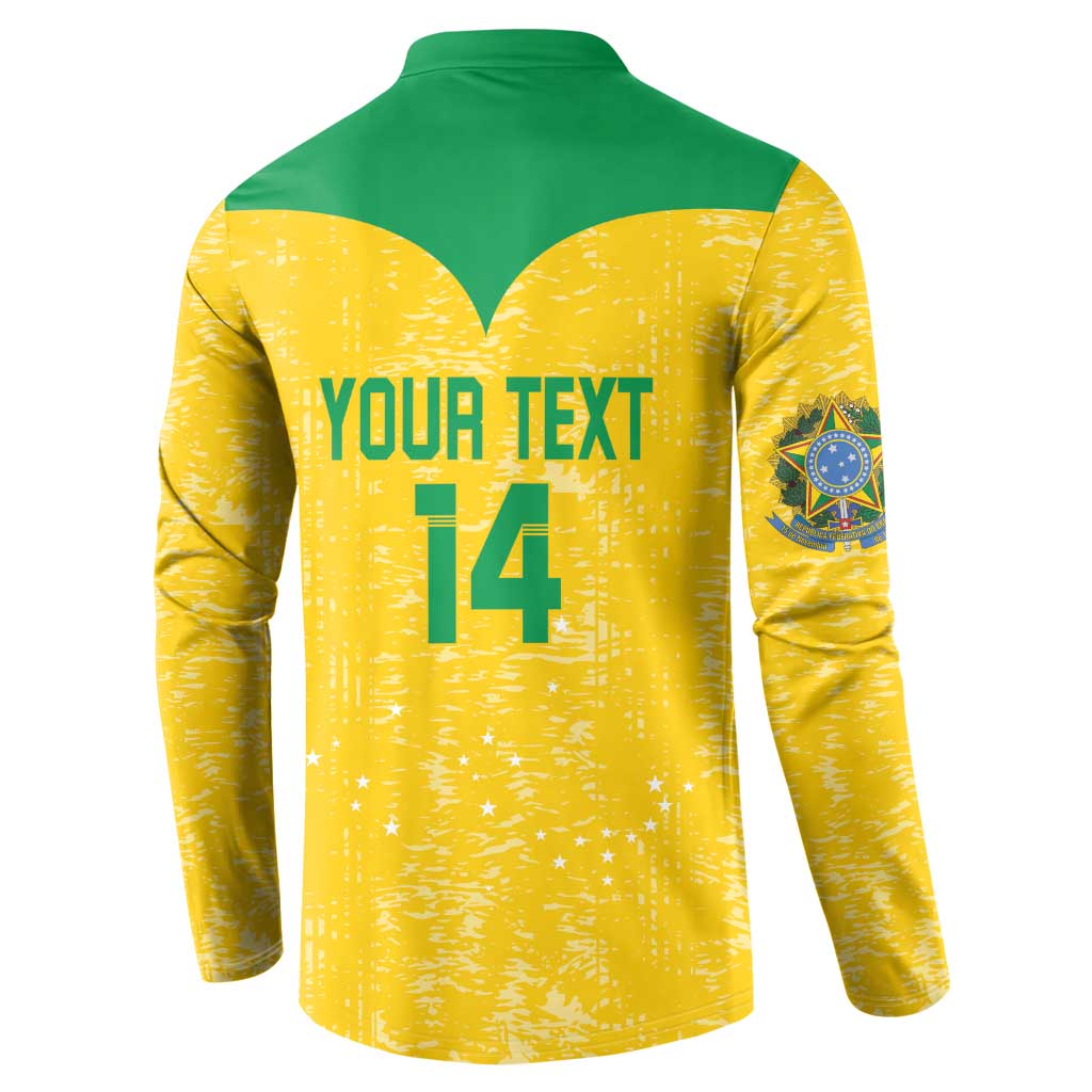 Custom Brasil Volleyball Button Sweatshirt Vai Canarinhos!