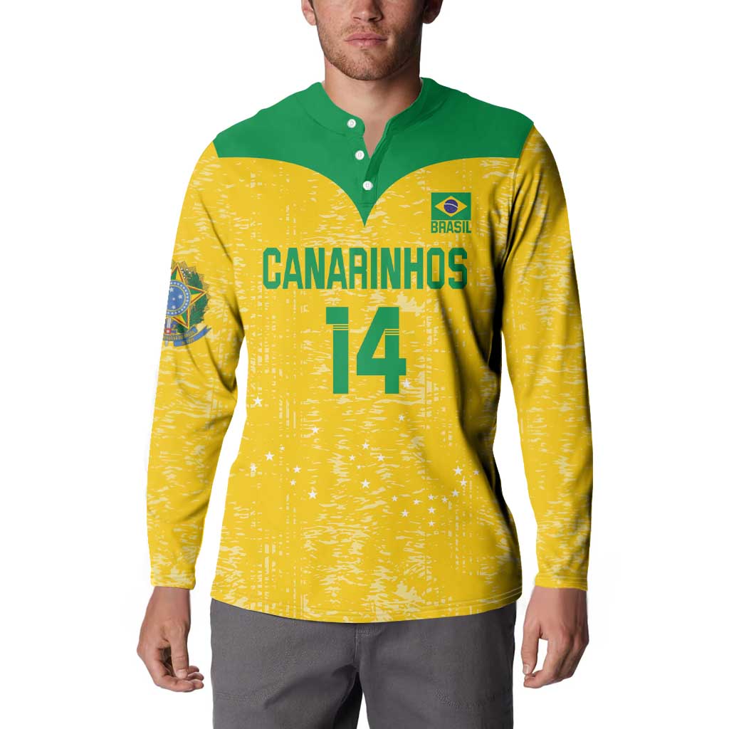 Custom Brasil Volleyball Button Sweatshirt Vai Canarinhos!