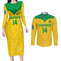 Custom Brasil Volleyball Couples Matching Long Sleeve Bodycon Dress and Long Sleeve Button Shirt Vai Canarinhos!
