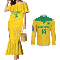 Custom Brasil Volleyball Couples Matching Mermaid Dress and Long Sleeve Button Shirt Vai Canarinhos!
