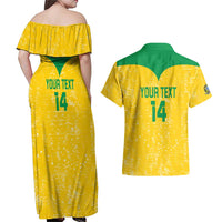 Custom Brasil Volleyball Couples Matching Off Shoulder Maxi Dress and Hawaiian Shirt Vai Canarinhos!