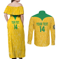 Custom Brasil Volleyball Couples Matching Off Shoulder Maxi Dress and Long Sleeve Button Shirt Vai Canarinhos!