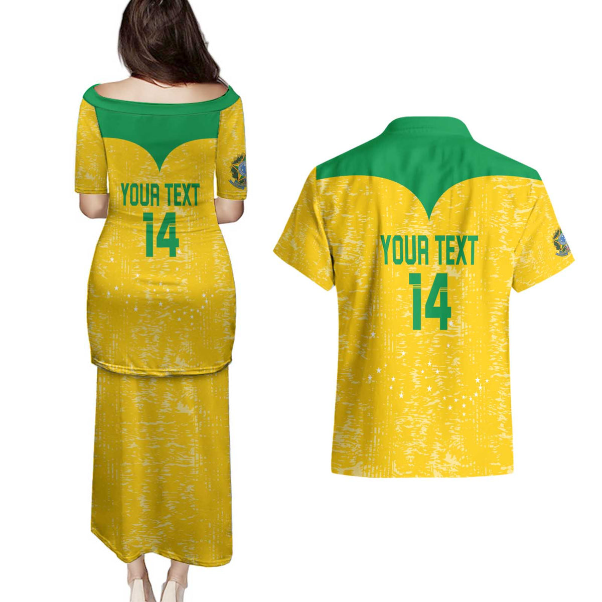 Custom Brasil Volleyball Couples Matching Puletasi and Hawaiian Shirt Vai Canarinhos!