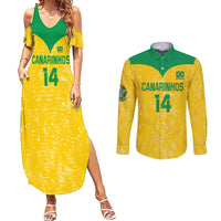 Custom Brasil Volleyball Couples Matching Summer Maxi Dress and Long Sleeve Button Shirt Vai Canarinhos!