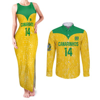 Custom Brasil Volleyball Couples Matching Tank Maxi Dress and Long Sleeve Button Shirt Vai Canarinhos!