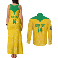 Custom Brasil Volleyball Couples Matching Tank Maxi Dress and Long Sleeve Button Shirt Vai Canarinhos!