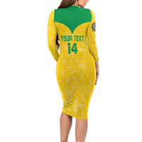 Custom Brasil Volleyball Family Matching Long Sleeve Bodycon Dress and Hawaiian Shirt Vai Canarinhos!