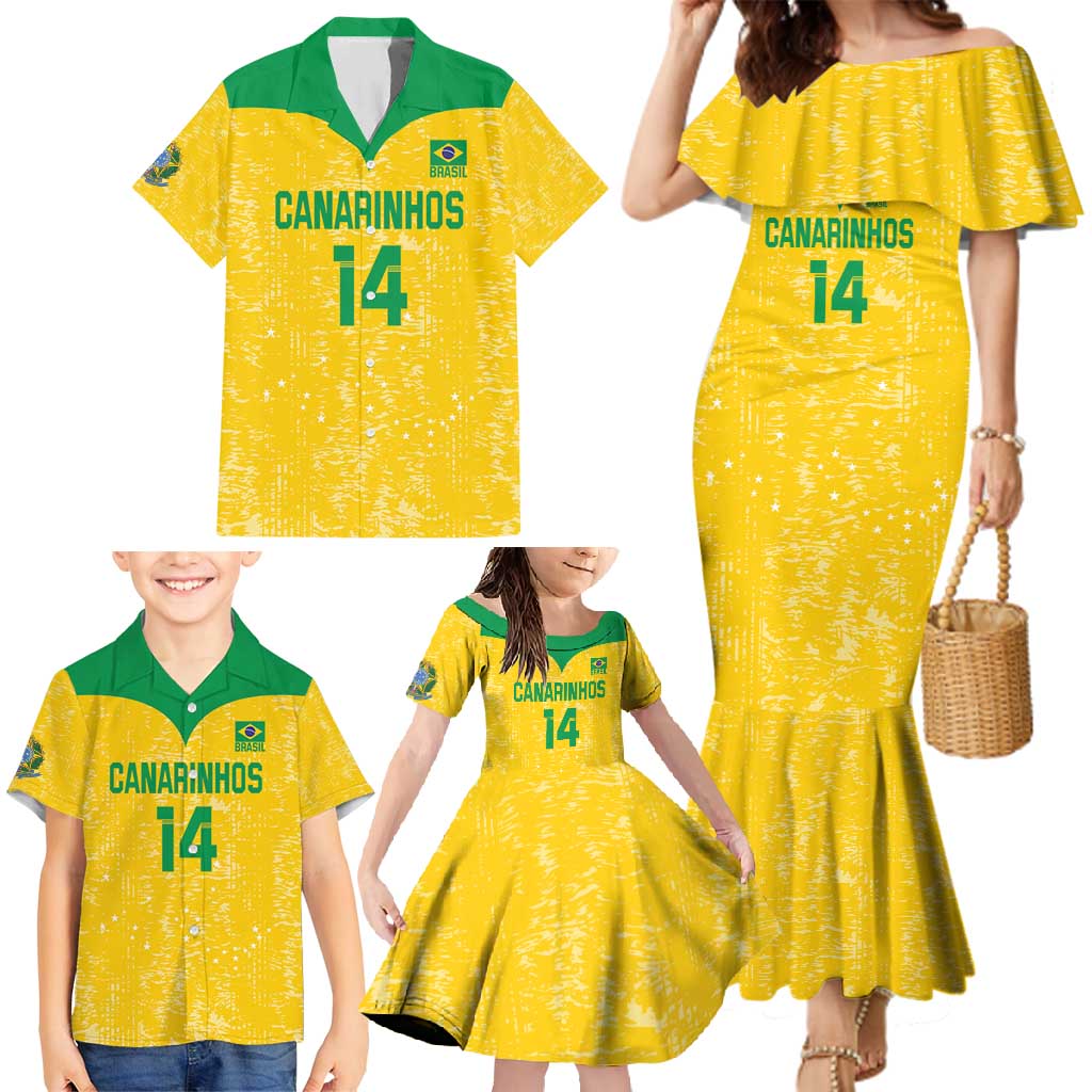 Custom Brasil Volleyball Family Matching Mermaid Dress and Hawaiian Shirt Vai Canarinhos!
