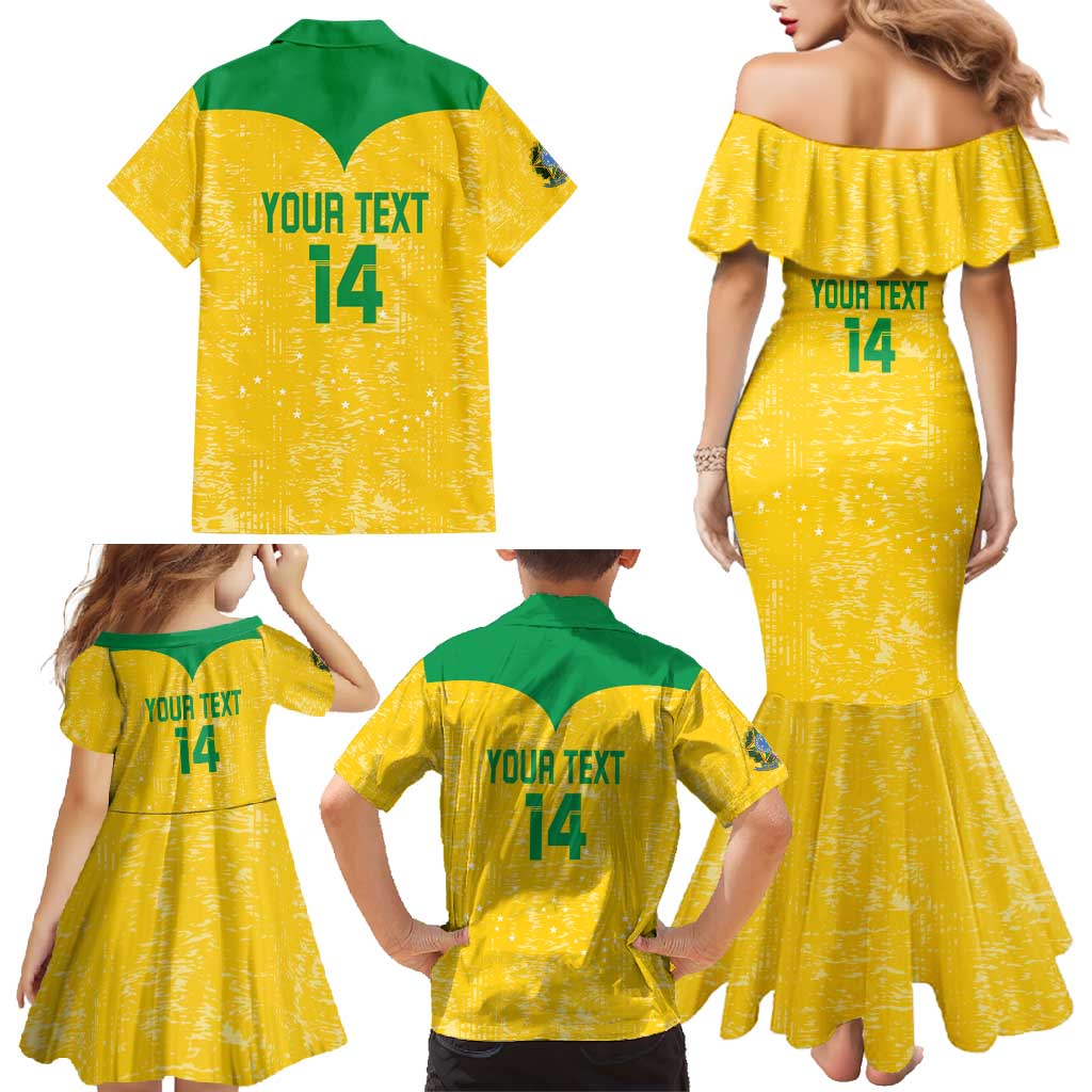 Custom Brasil Volleyball Family Matching Mermaid Dress and Hawaiian Shirt Vai Canarinhos!