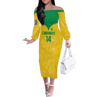 Custom Brasil Volleyball Family Matching Off The Shoulder Long Sleeve Dress and Hawaiian Shirt Vai Canarinhos!