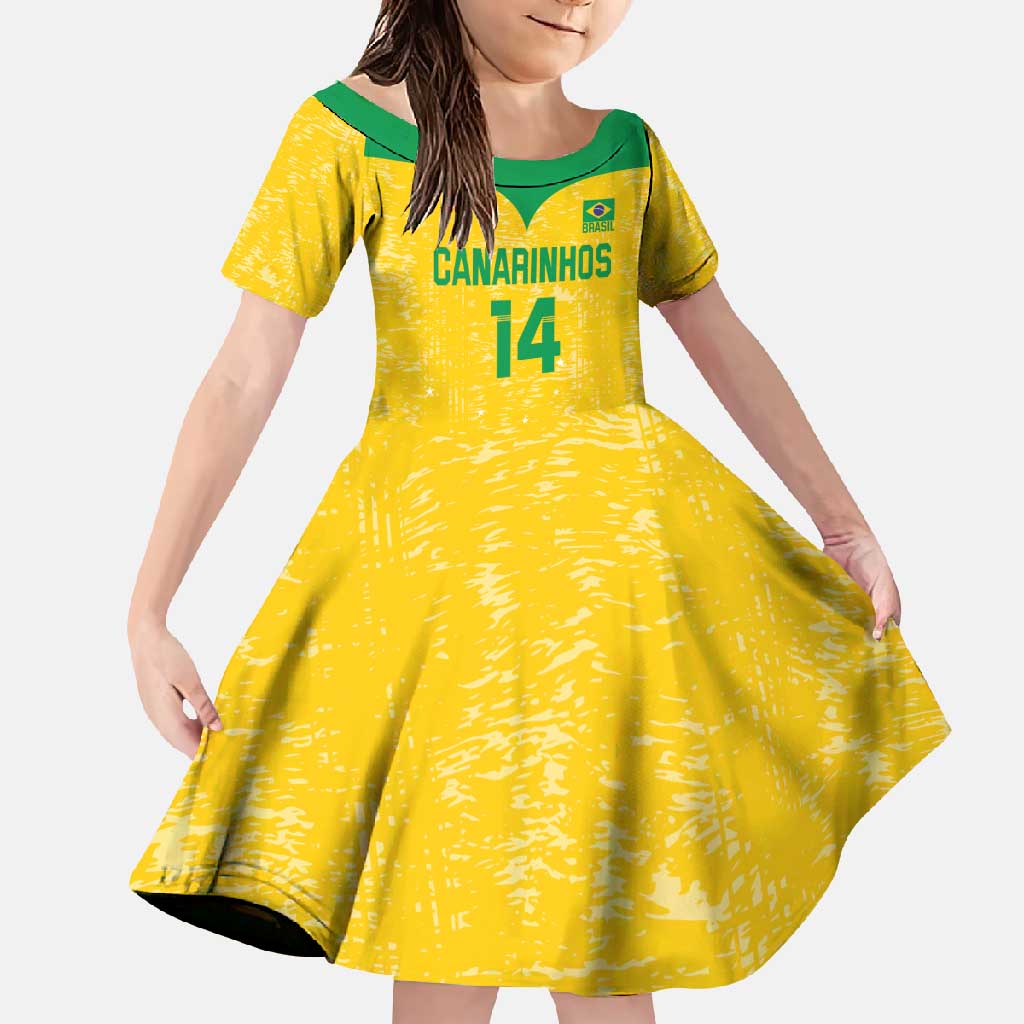 Custom Brasil Volleyball Family Matching Off Shoulder Maxi Dress and Hawaiian Shirt Vai Canarinhos!