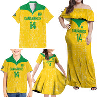 Custom Brasil Volleyball Family Matching Off Shoulder Maxi Dress and Hawaiian Shirt Vai Canarinhos!