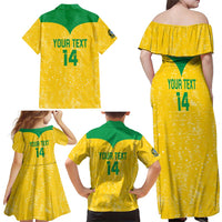 Custom Brasil Volleyball Family Matching Off Shoulder Maxi Dress and Hawaiian Shirt Vai Canarinhos!