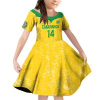 Custom Brasil Volleyball Family Matching Off Shoulder Short Dress and Hawaiian Shirt Vai Canarinhos!