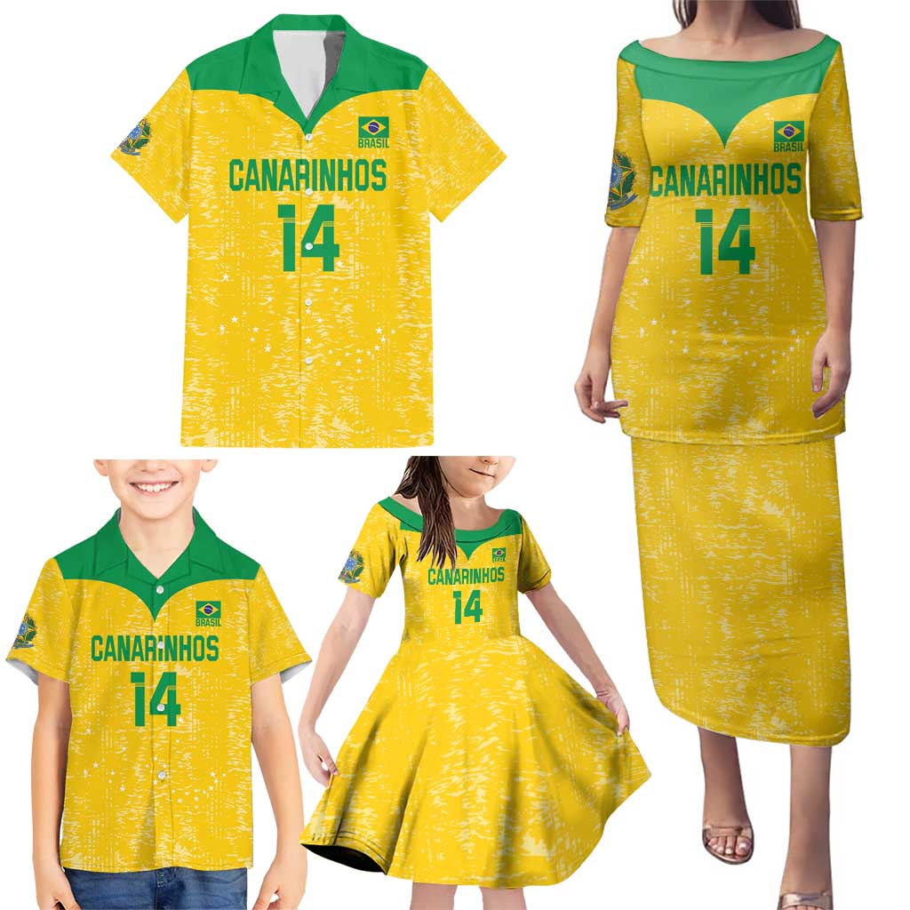 Custom Brasil Volleyball Family Matching Puletasi and Hawaiian Shirt Vai Canarinhos!