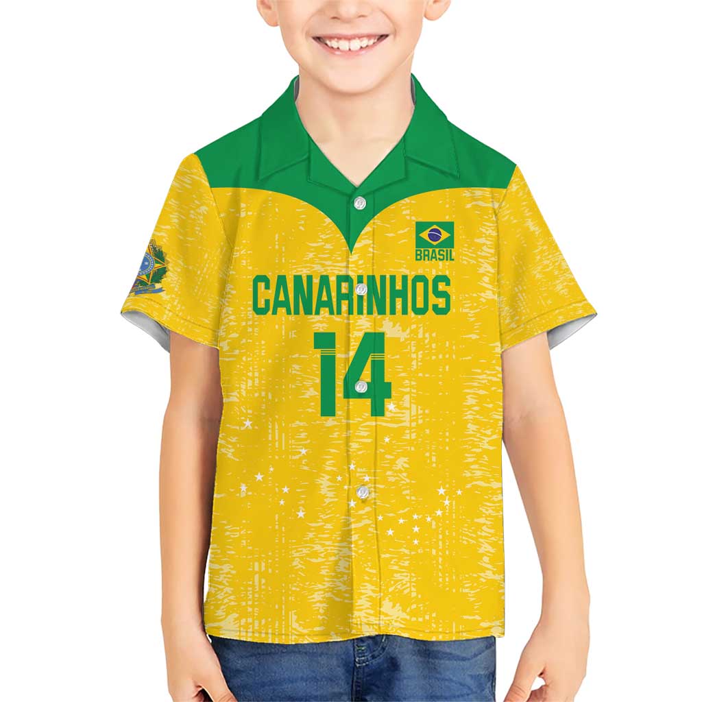 Custom Brasil Volleyball Family Matching Short Sleeve Bodycon Dress and Hawaiian Shirt Vai Canarinhos!