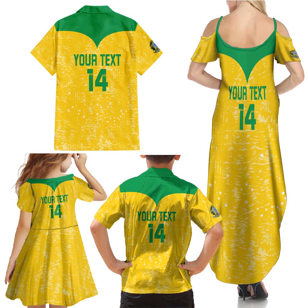 Custom Brasil Volleyball Family Matching Summer Maxi Dress and Hawaiian Shirt Vai Canarinhos!