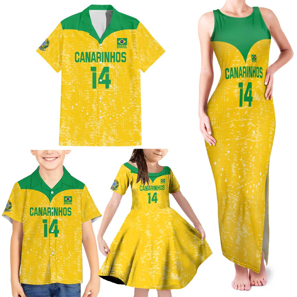 Custom Brasil Volleyball Family Matching Tank Maxi Dress and Hawaiian Shirt Vai Canarinhos!