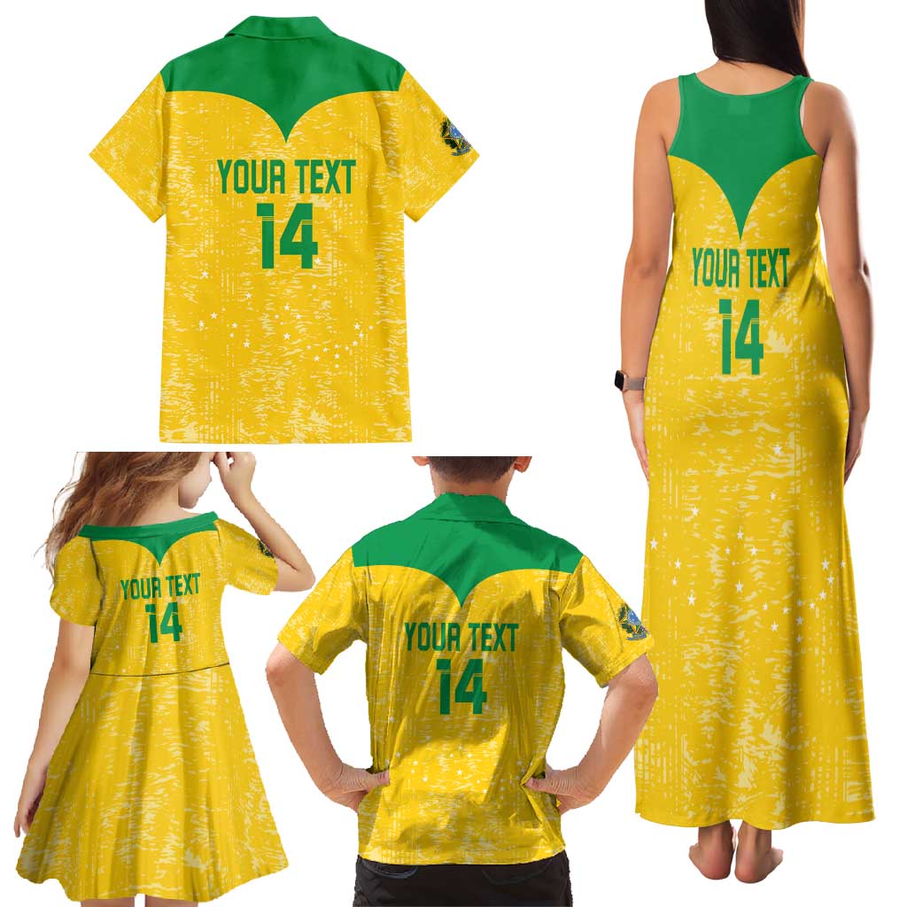 Custom Brasil Volleyball Family Matching Tank Maxi Dress and Hawaiian Shirt Vai Canarinhos!